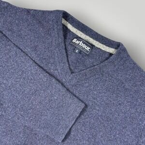 Barbour Nelson Essential V-Neck Jumper Navy Wool Sweater Men's‎ XL Quiet Luxury
